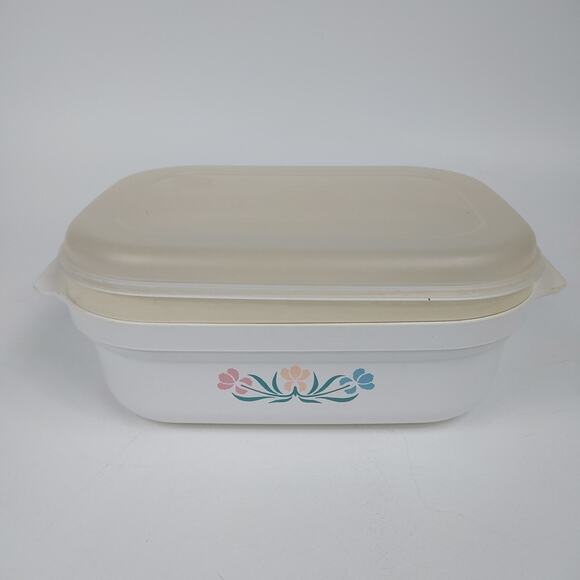 Anchor Hocking Vtg Floral 2.5 QT Casserole Dish With Lid And Insert - Picture 1 of 7